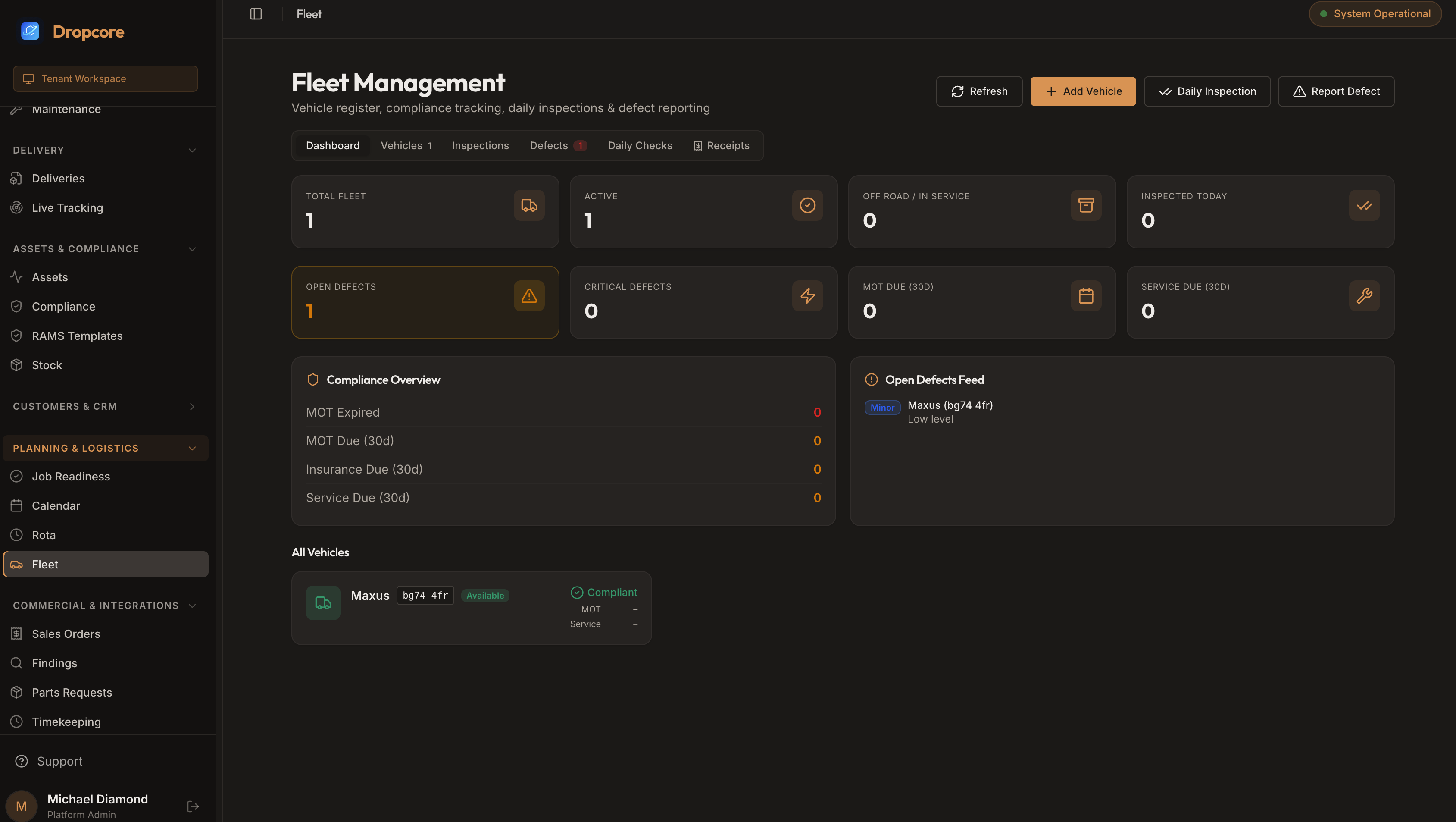 Dropcore Assets and Fleet Management